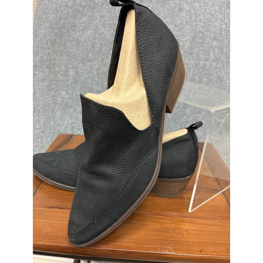 Leather Lucky Brand Womens Black D'Orsay Pointed Toe Ankle Booties Size 8.5